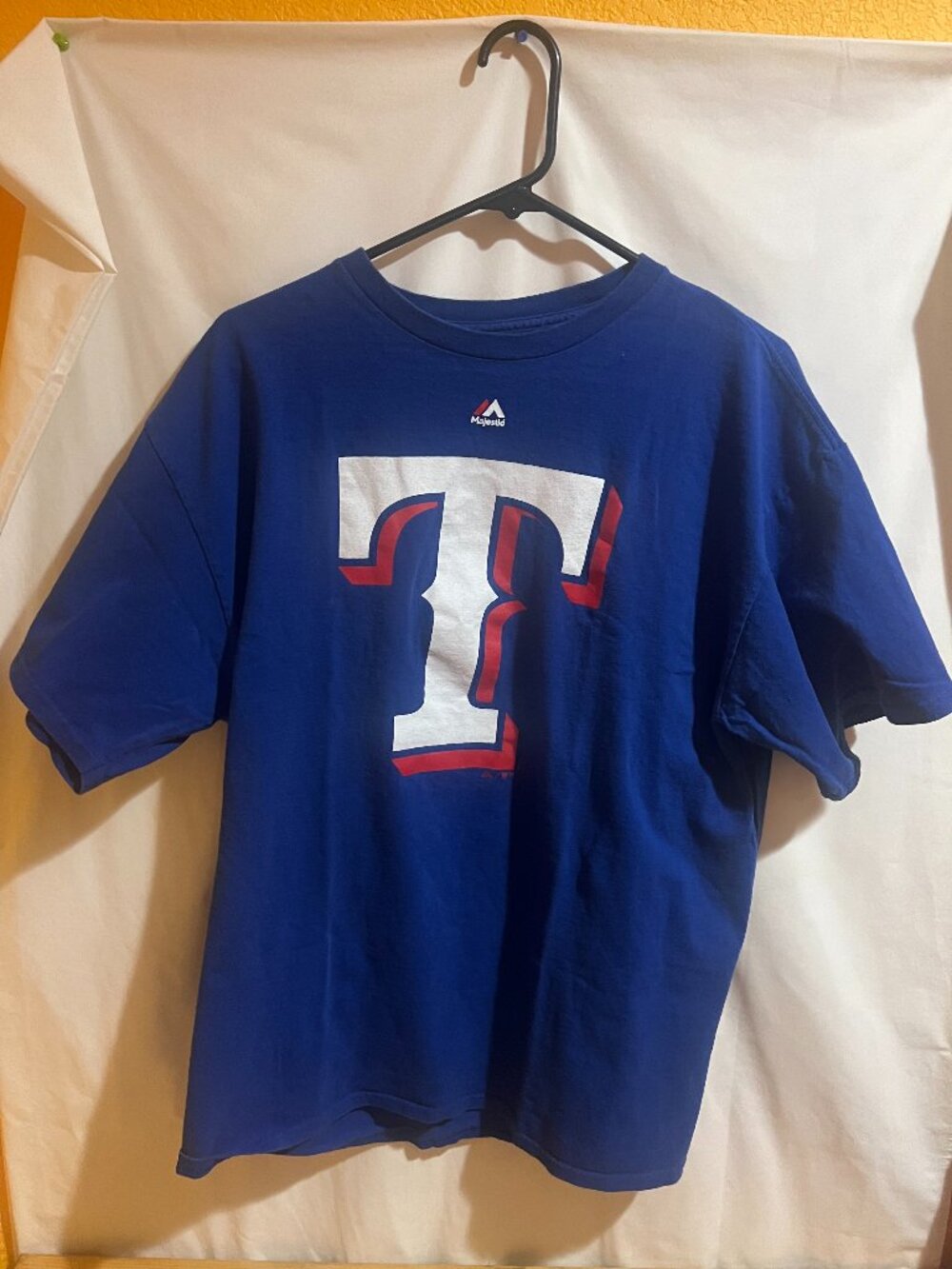 Majestic MLB Texas Rangers Baseball T-Shirt Men’s Short Sleeve Blue Size XL Used